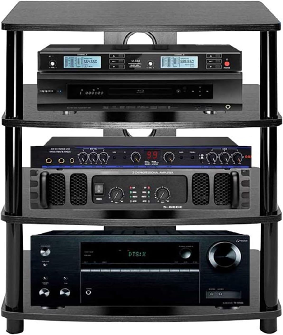 4-Tier AV Media Stand with 3 Cord Holes