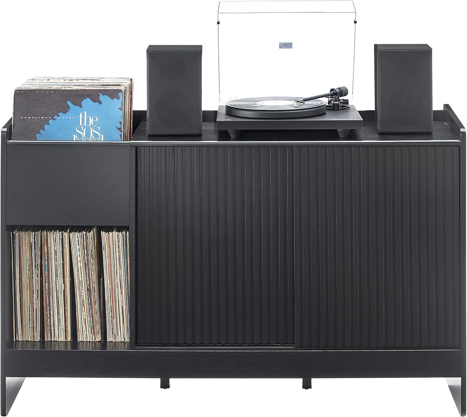 Crosley Furniture Arden Mid Century Record Storage Console Turntable Stand