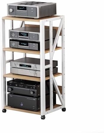 3/4/5-Tier AV Media Stand Audio-Video Shelving Stereo Racks Open Storage Shelves Component Cabinet for Home