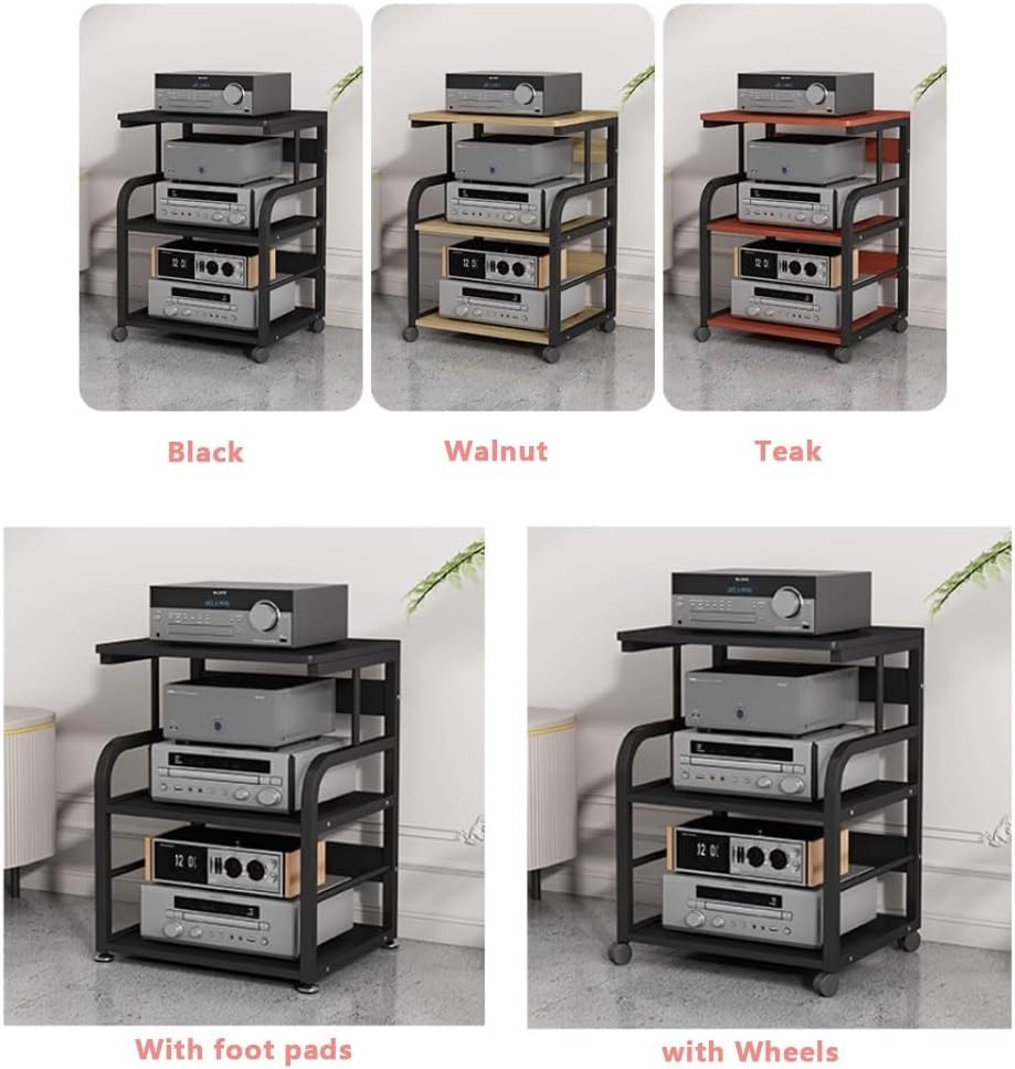 BERWDUXA 3-Tier HiFi Rack AV Cabinet Media Storage Stand Audio Stereo Amplifier Stand