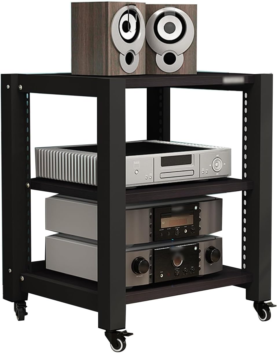 3 Tier Furniture Media Rack DVD CD Player Stand Audio Rack Power Amplifier Equipment Cabinet With Height Adjustable Wooden Shelf Floor Standing Storage Rack ( Color : Style 3
