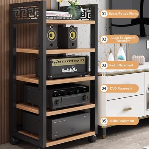 Adjustable 4-Tier AV Media Stand with Wheels