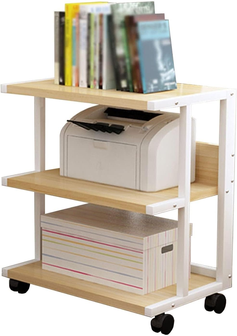 YLQFGUVWK 3 Tiers Removable AV Media Stand Stereo Rack Audio Tower with Height Adjustable Wooden Stand for Home/Office/Audio Video (Color : White