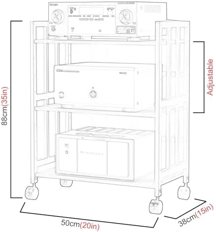 Heavy Duty Rolling AV Media Stand - Multi-Tier Audio Rack for TV