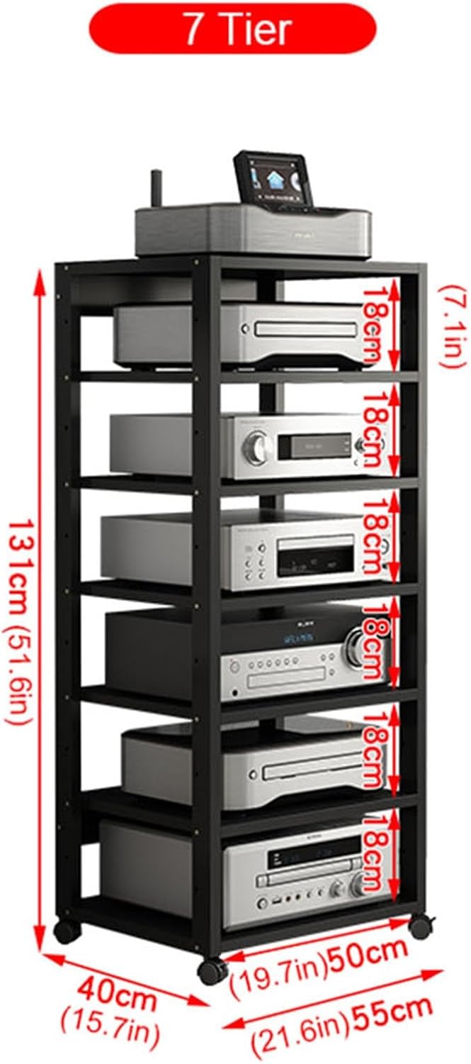 AErosx Modern Media Storage Cabinet 4/5/6/7-Tier AV Media Rack Component Cabinet Stereo Rack Audio Tower