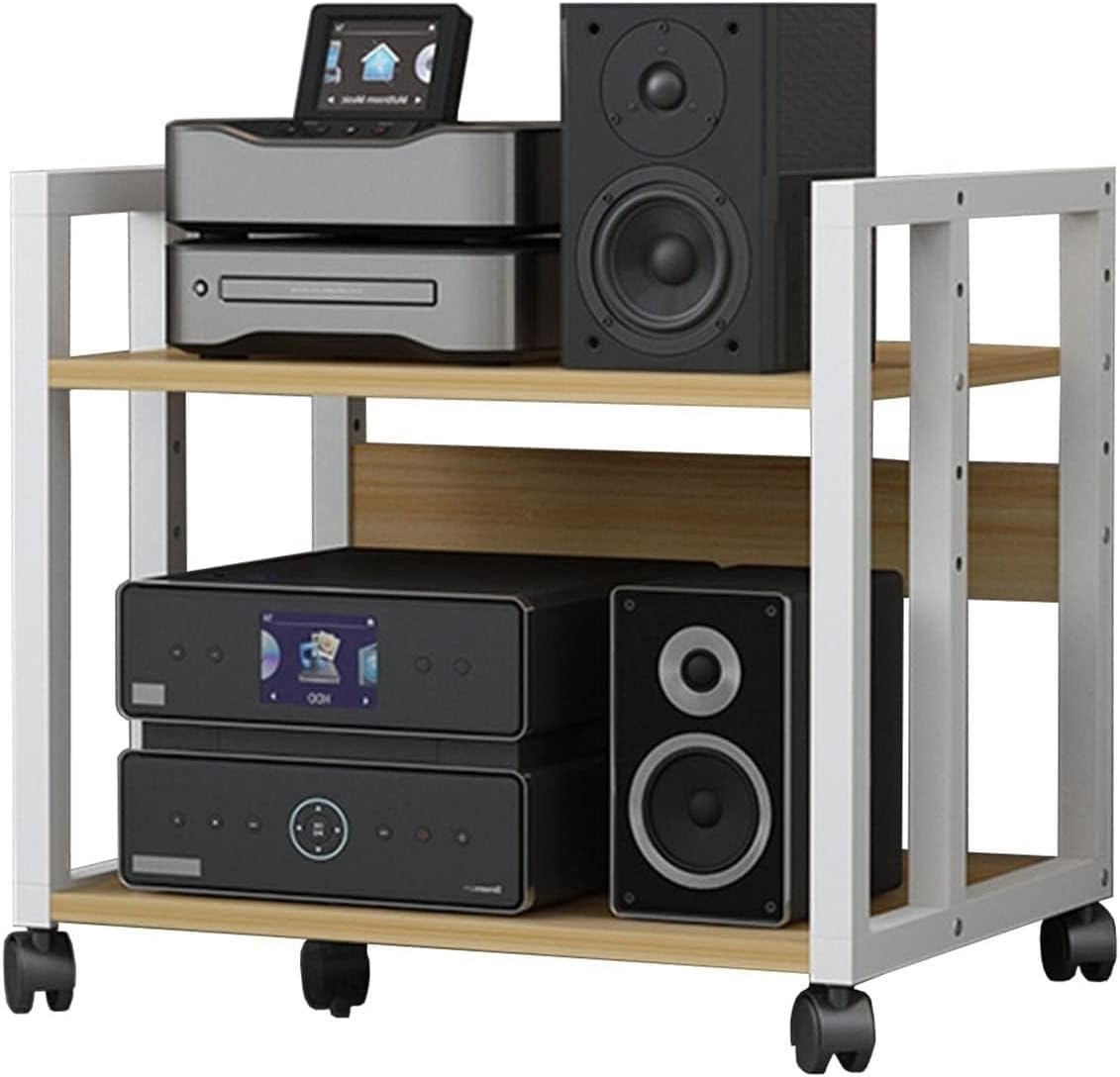 BXKCFYBSQ 2 Tier AV Media Corner Frame Wooden Component Cabinet Stereo Rack Sound Tower