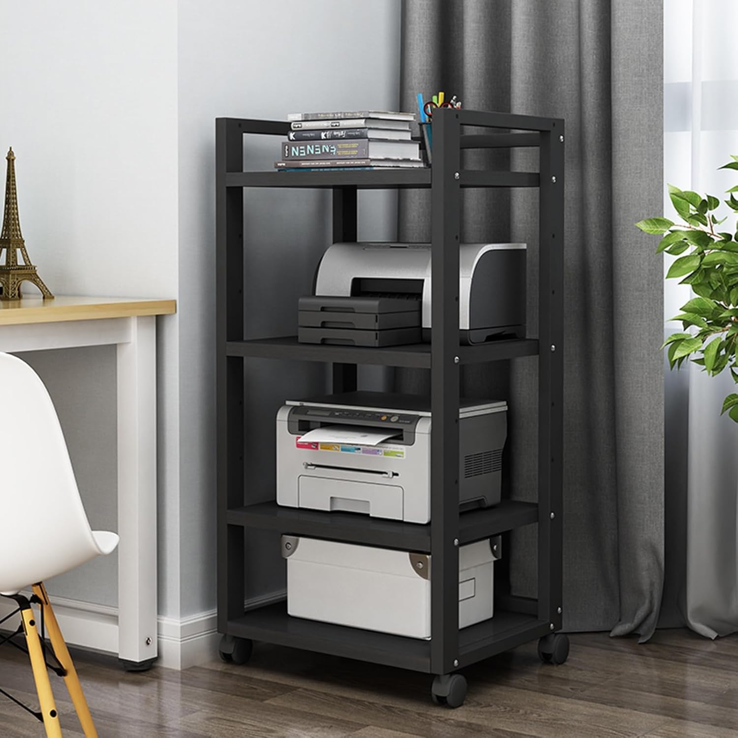 4 Tier Adjustable Audio Cabinet/Corner Bookcase