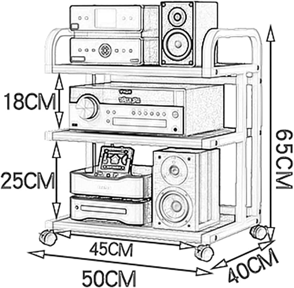 3/4/5-Tier AV Media Stand with Wheel Audio Rack Video Game Console Shelf Stereo Rack Audio Tower Adjustable Shelves Corner Shelf Av Stand for Home/Office/Audio Video/DJ/Theater(3 Tier)