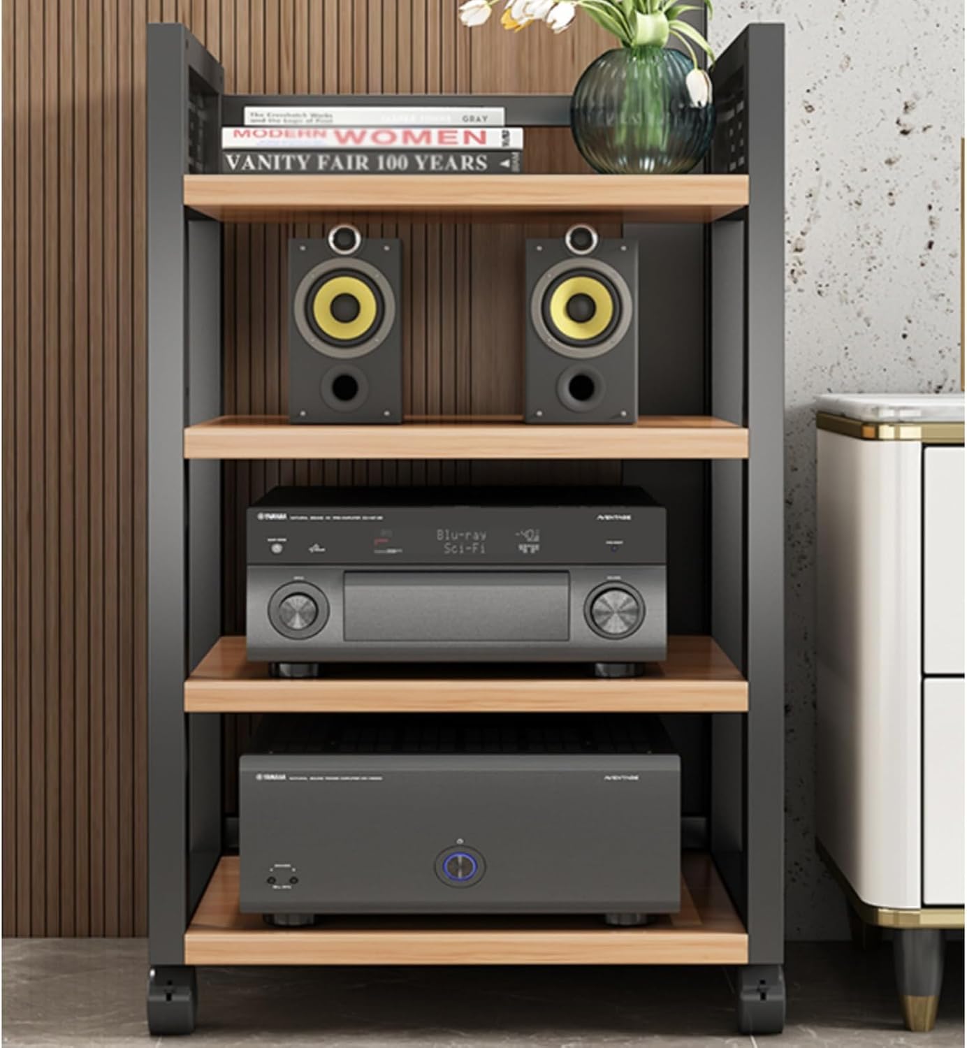 HXFAAFXH Audio-Video Media Stand with Adjustable Shelves