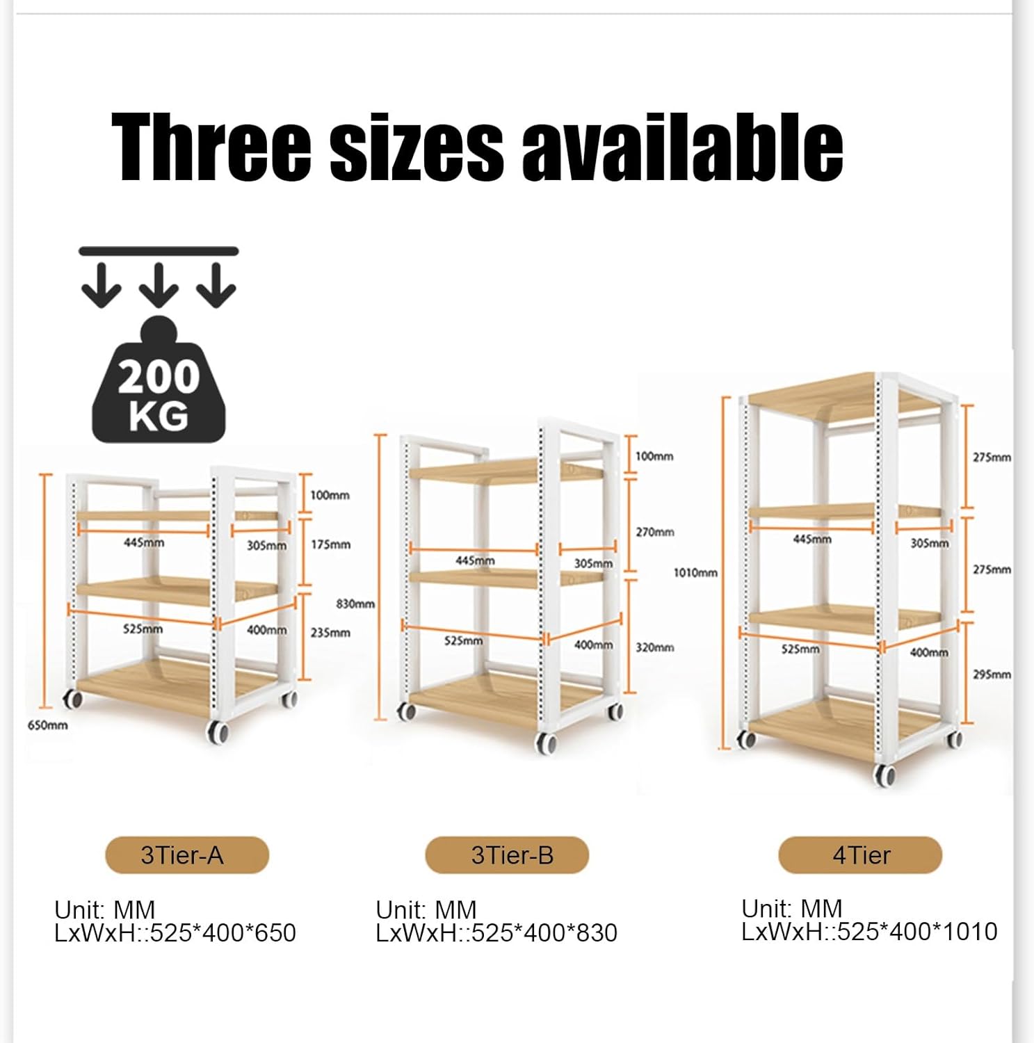 Zdlopteron 3 Tier Media Stand With Wheels