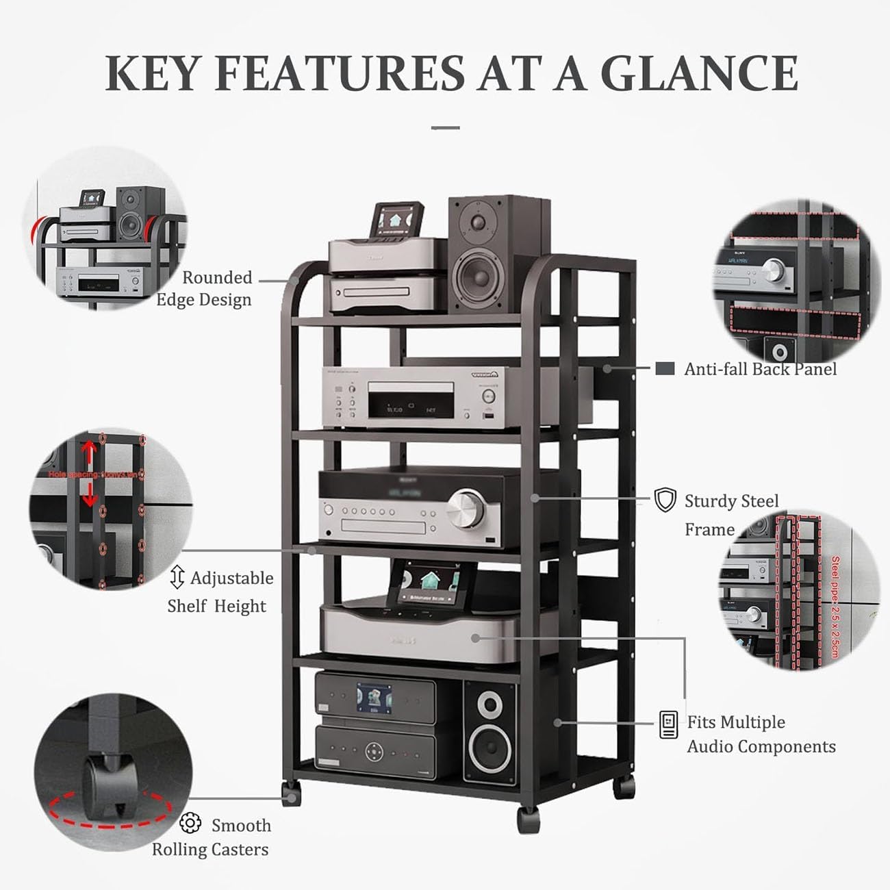 HUHUSHENGWEI 5 Tier Audio-Video Shelving