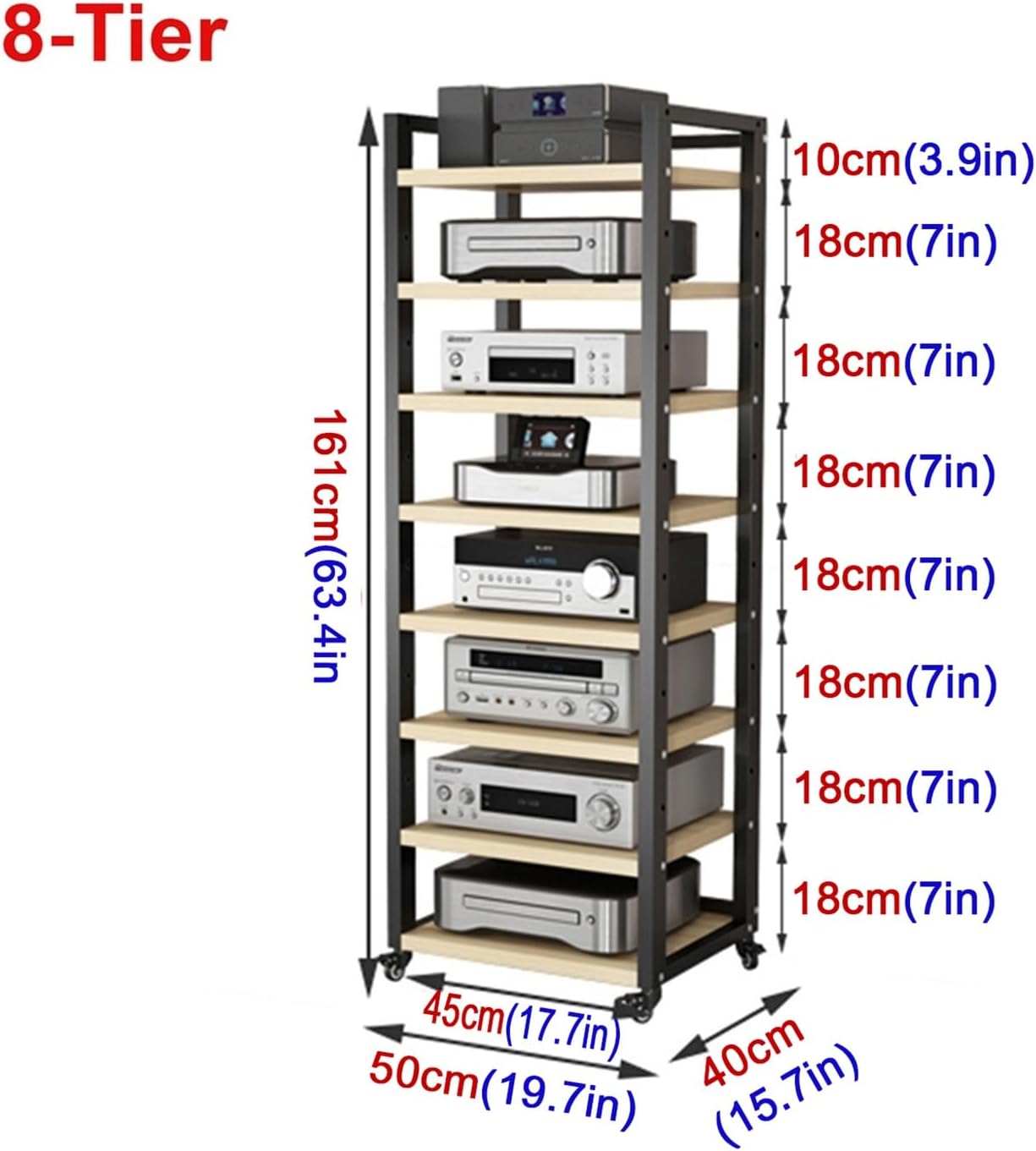 XingLi 5/6/7/8-Tier AV Media Stand Cabinet Floor-Standing Audio Rack