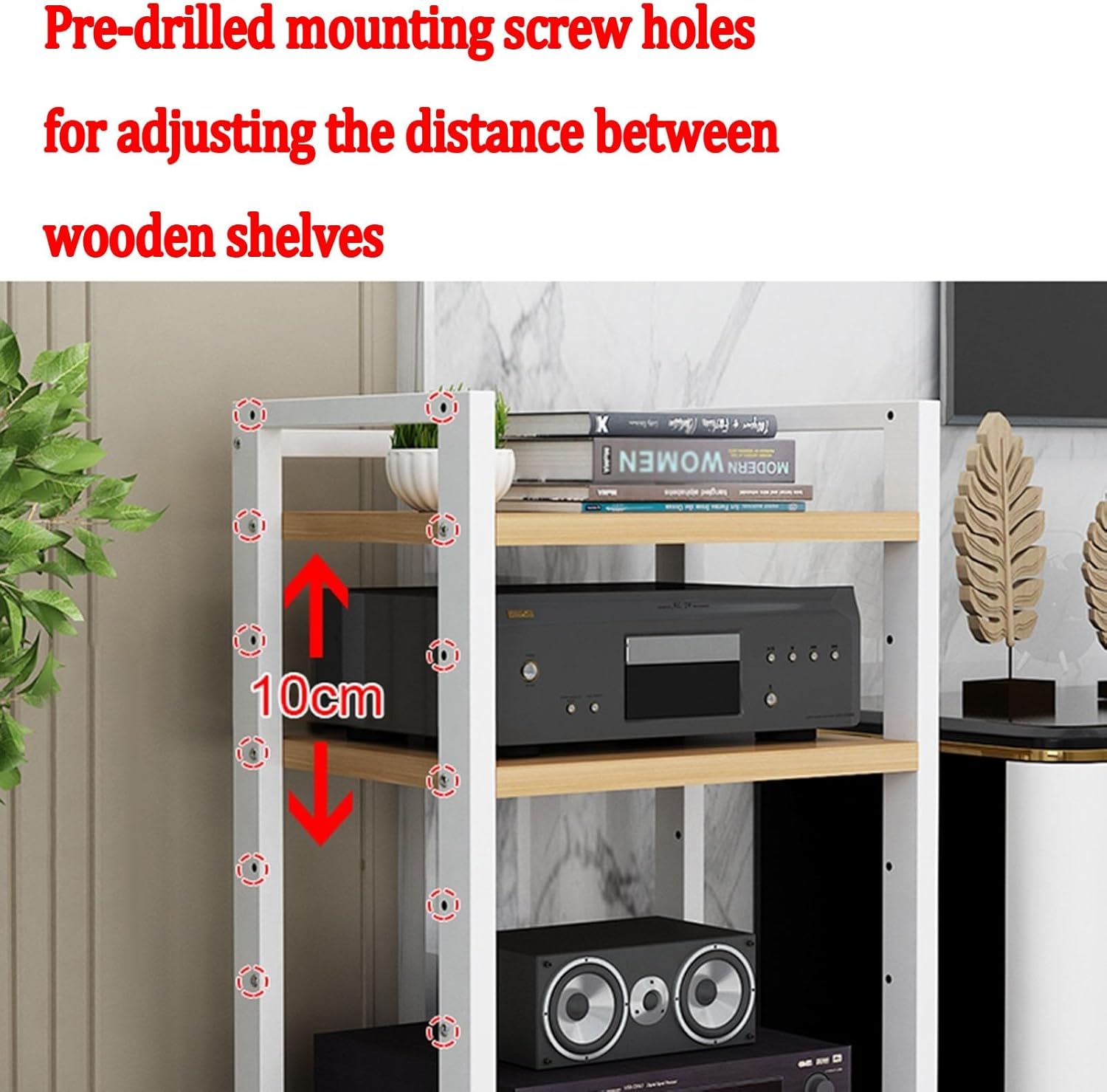 Multi-Tier Audio Rack with Drawer Amplifier Stand HiFi AV Cabinet Mobile Kickstand CD Rack Media Storage Shelf Protects and Organizes Your Valuable Music