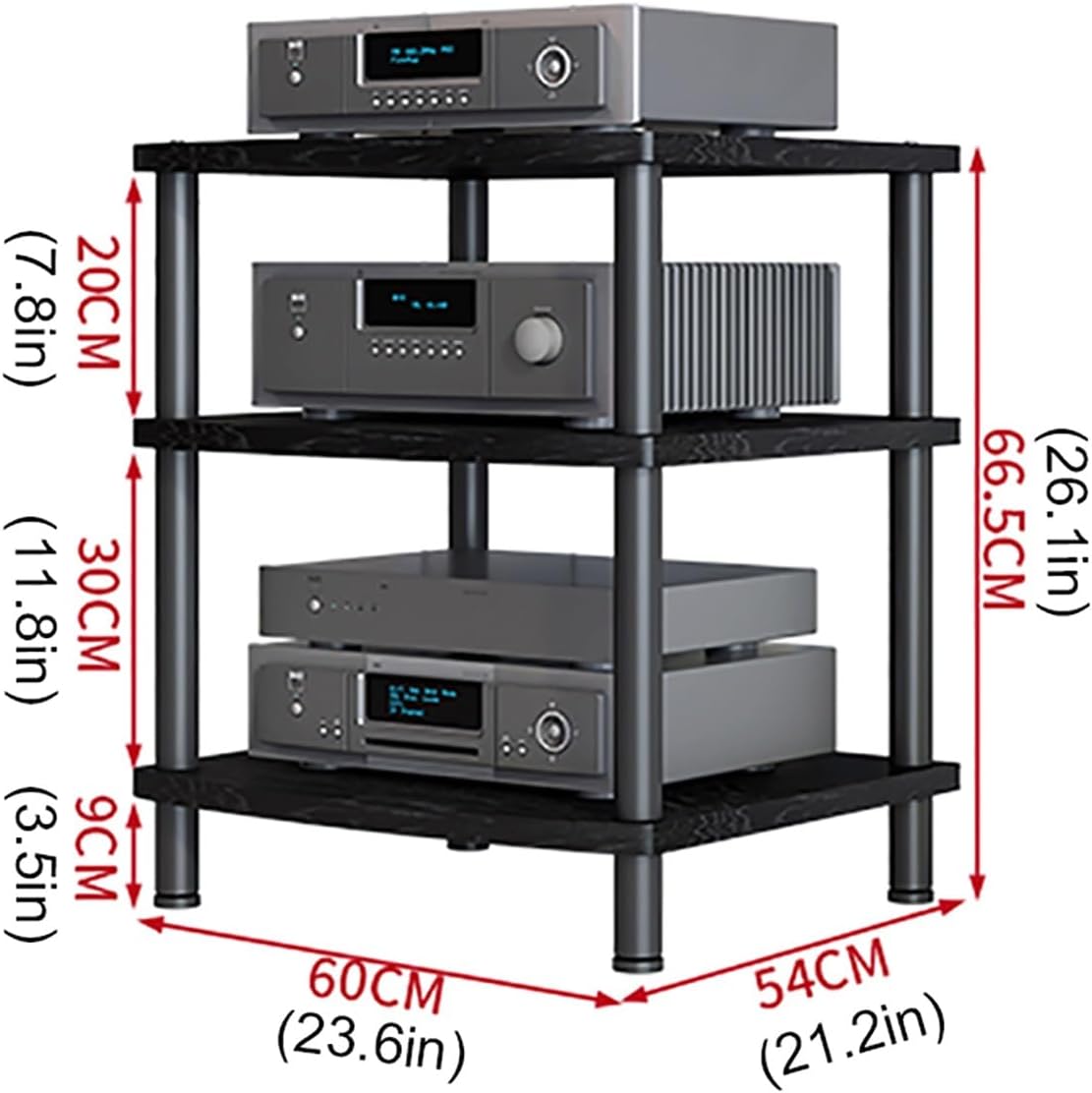XingLi 3-Tier AV Media Stand/Video Component Cabinet Open Storage AV Cabinet
