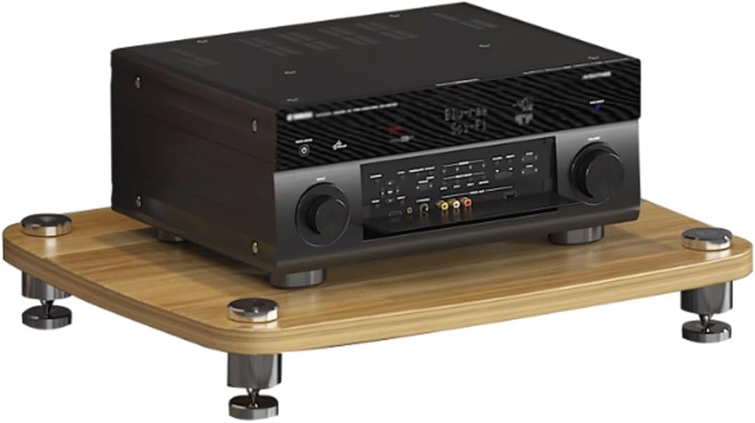 XMFBSY Medios AV Media Stand HiFi Rack Audio Tower Wooden CD Record Player Stereo Component Cabinet Corner TV Game Console Equipment Shelf Compatible with Home Organizer(Natural