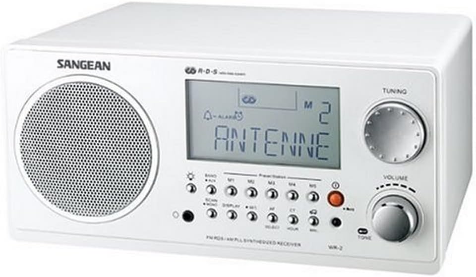 SANGEAN WR-2 AM/FM-RBDS Wooden Cabinet Digital Tuning Radio (White)