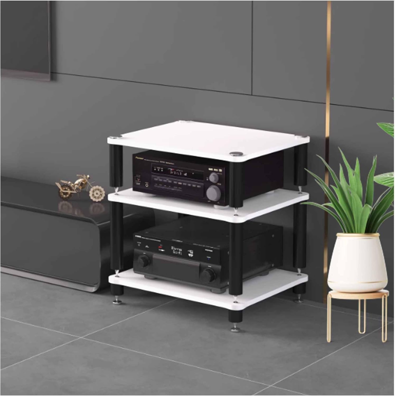 AV Media Cabinet audio-video shelving Corner Rack Audio Video Component Media Stand Open CD Player Stand