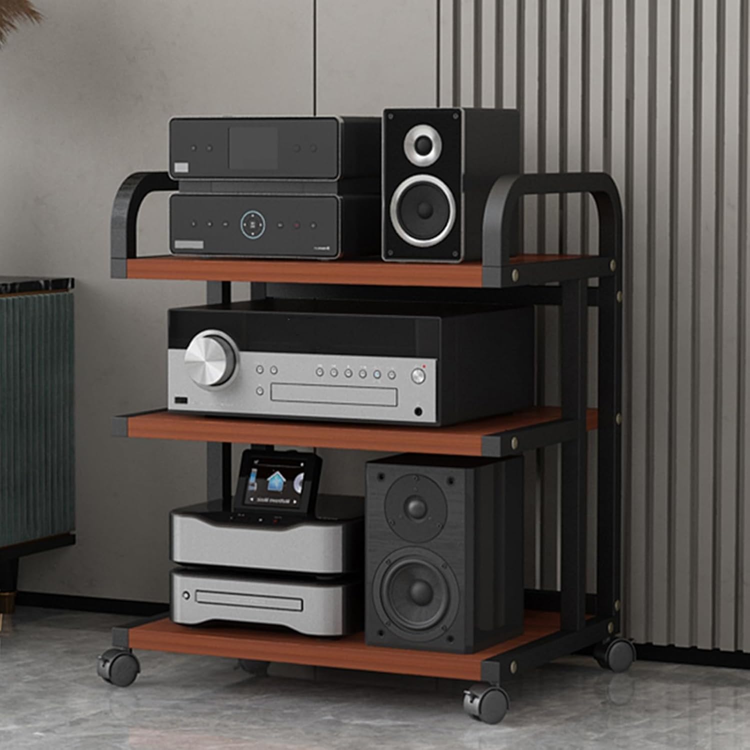 Zdlopteron Movable media stand with wheels 3 4 5 Tier