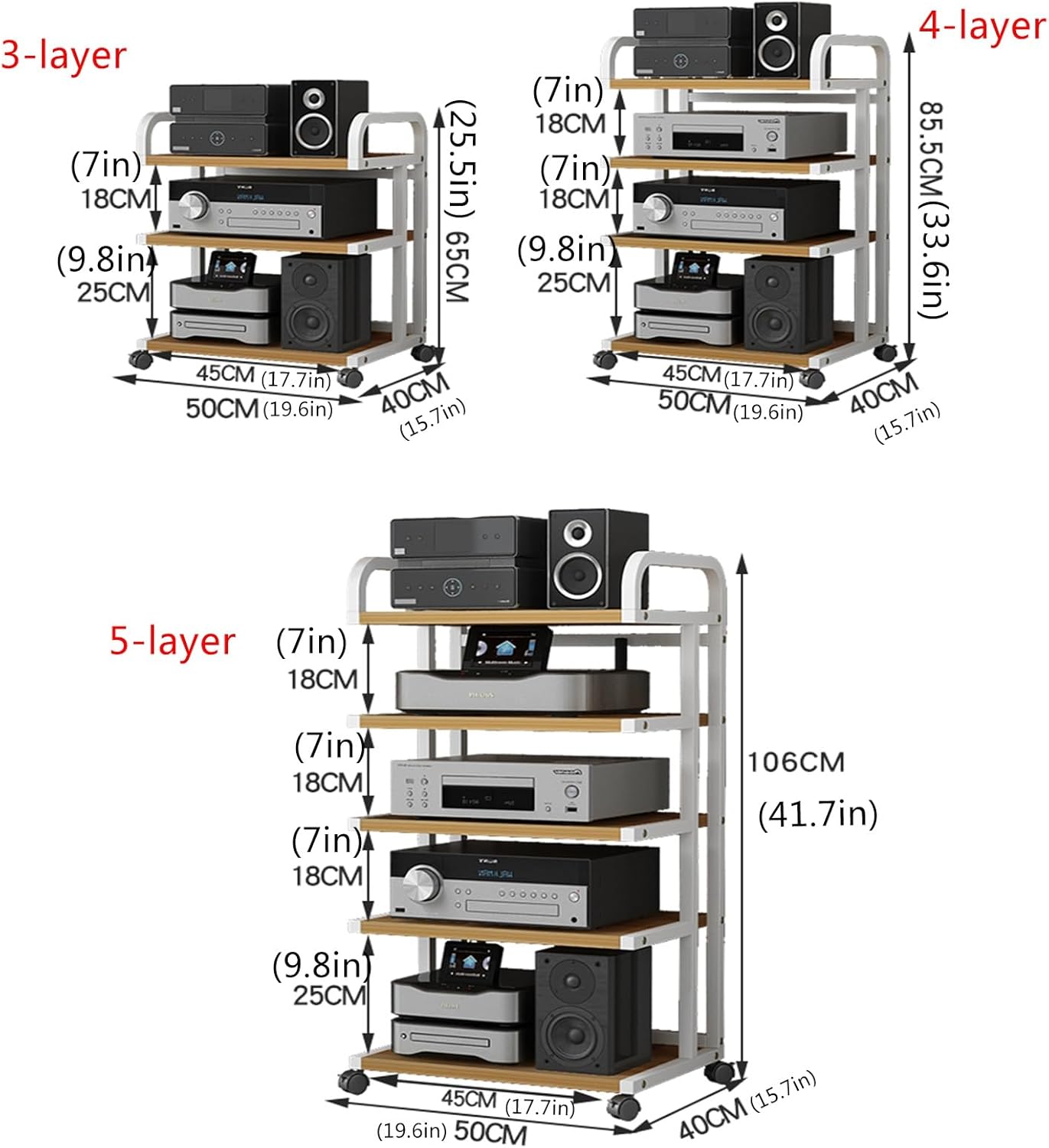 3/4/5-tier av media stand
