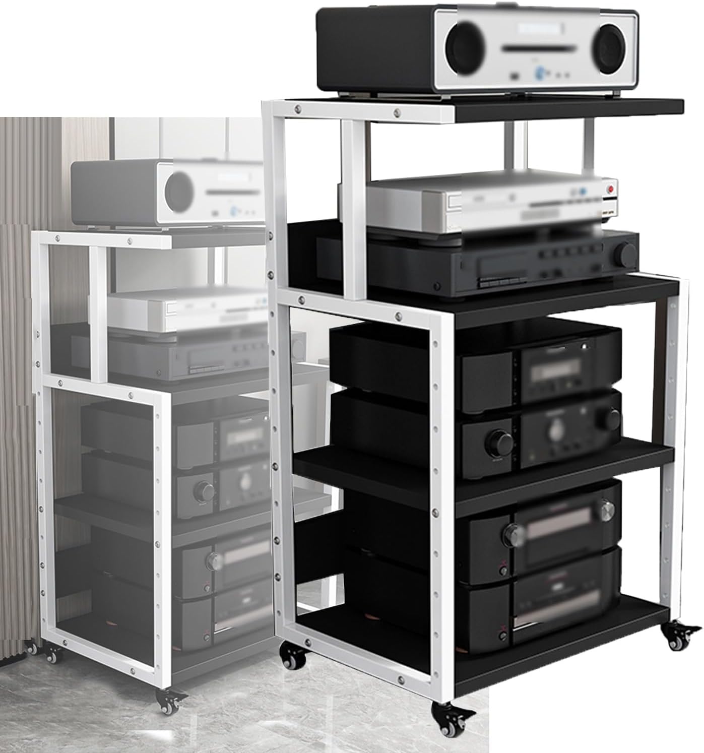 YLQFGUVWK 4 Tier AV Media Cabinet Stand Component Cabinet