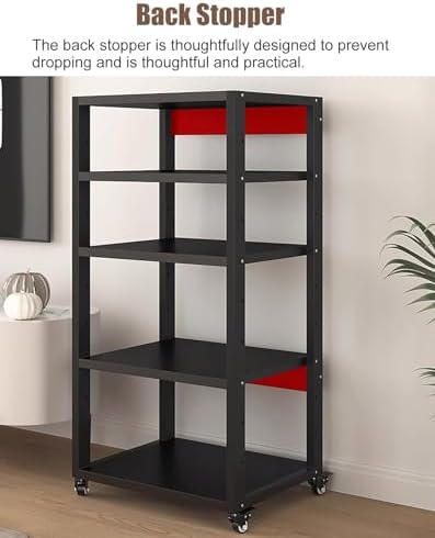 USZWBY HiFi Racksheavy Duty 2 Tier Audio Rack Cabinet with Wheels Entertainment Stereo Components Stand for Audio Video Media Av Shelf Tower Racks and Stands(H 48.2Cm-3 Tier)