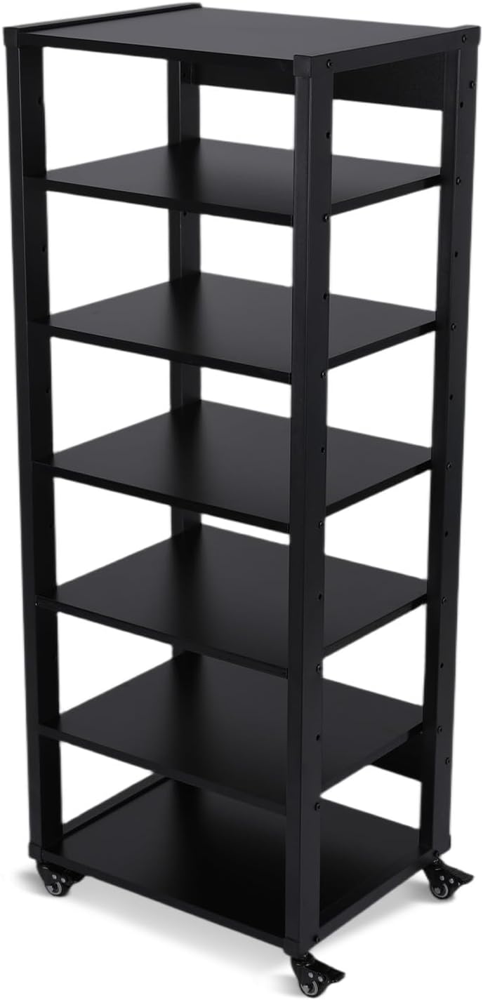 7-Tier Adjustable AV Media Stand with Wheels Audio Component Rack Stereo Rack