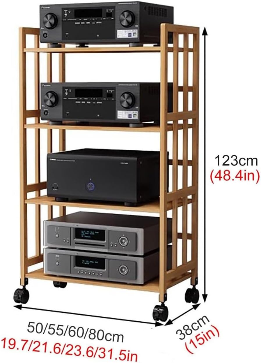 Media Stand 3/4/5-Tier AV Media Stand Corner Wooden Corner Component Cabinet Stereo Audio Rack