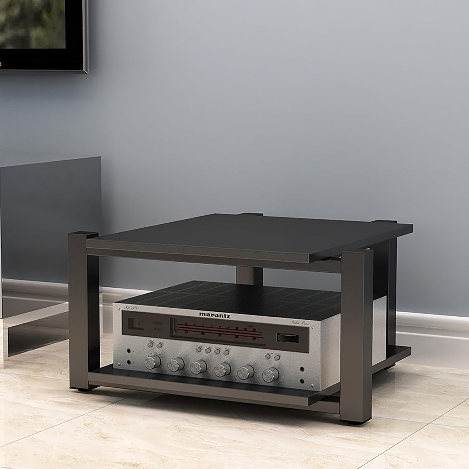 BAYTEWJX Media Stand Floor-Standing Audio Rack Mobile Media Storage Stands Game Stand HiFi Rack Audio Component Cabinet Easy to Assemble for Living Gaming Recording Room Meeting.(Black