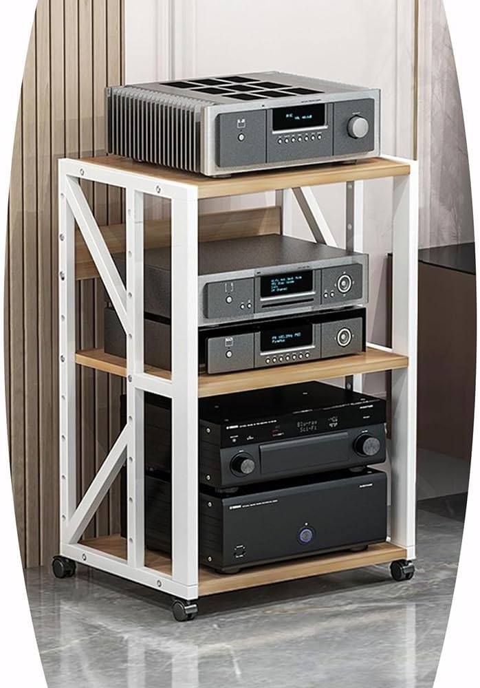 BIUBPW Media Cabinet Stereo Stand 4-Tier AV Media Storage Cabinet