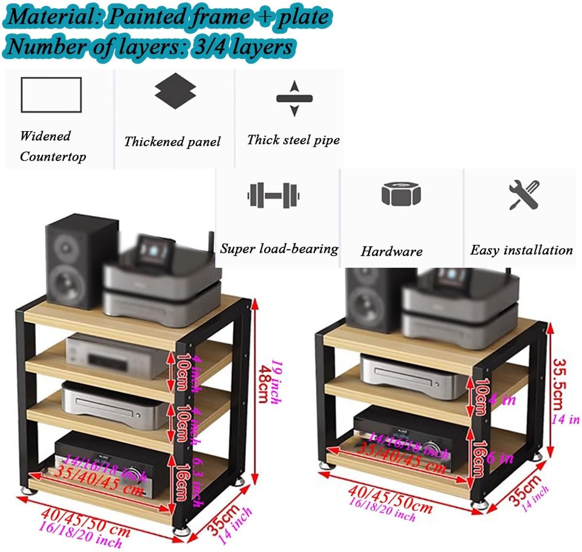 Small Stereo Receiver Stand For Home Audio