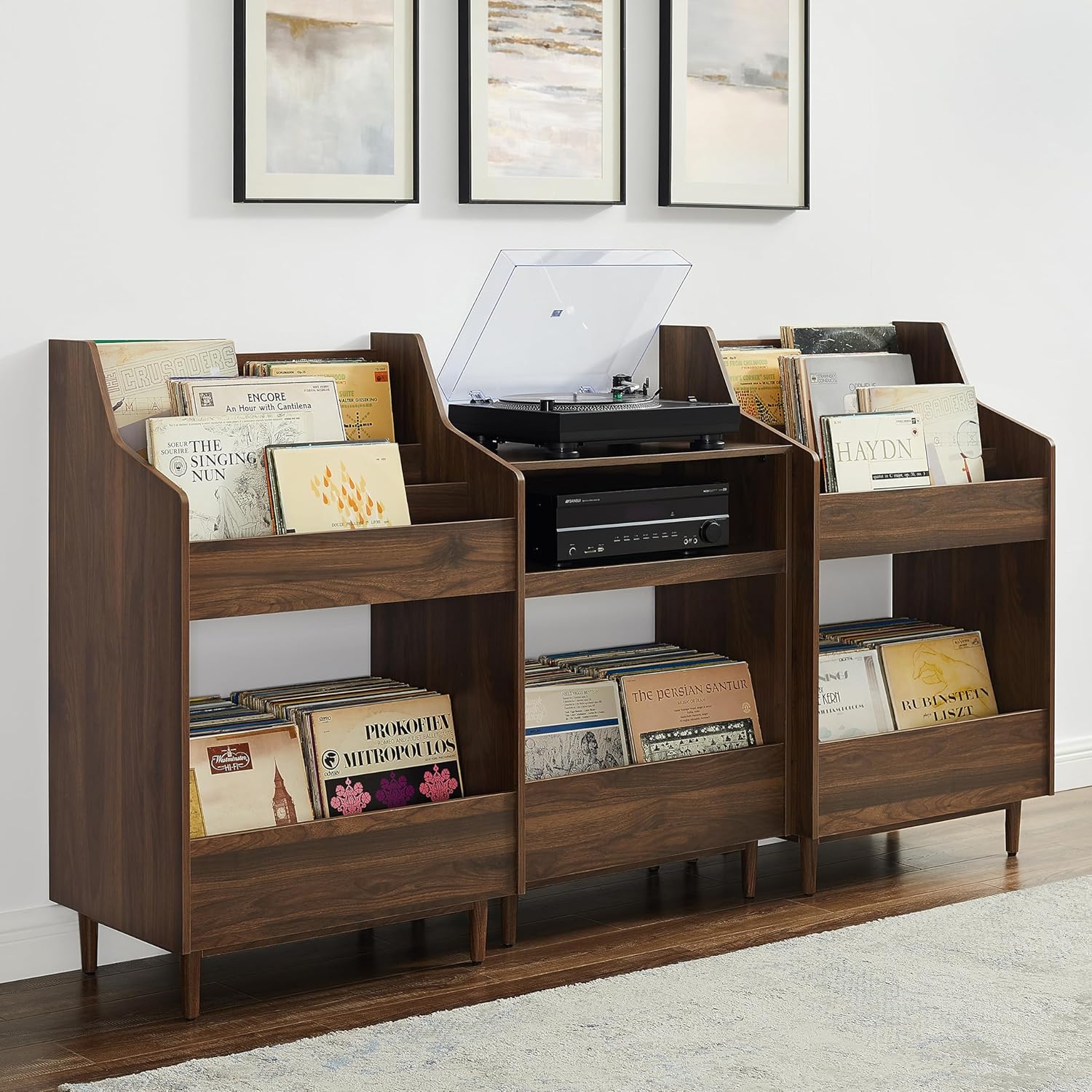 Crosley Furniture Liam 3-Piece Turntable Record Player Stand And Vinyl Storage