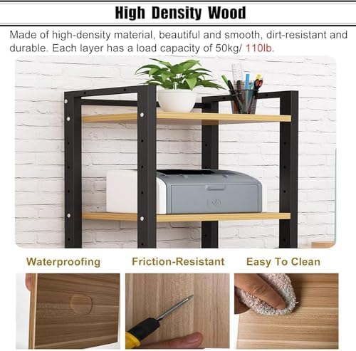 GenSDH 6 Tier Audio Rack Tower - Mobile Av Media Stand with 4 Lockable Wheels Cd Record Player & Stereo Receiver Cabinet for Home Entertainment System - Beige Display Shelf