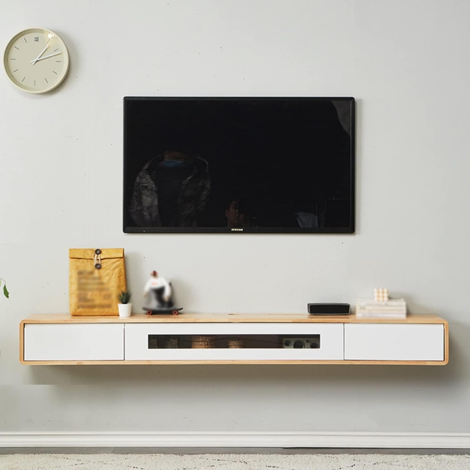 UYCVT Wall Mounted Floating Tv Stand Entertainment Media Console with Storage Hutch 120Cm-D-120cm