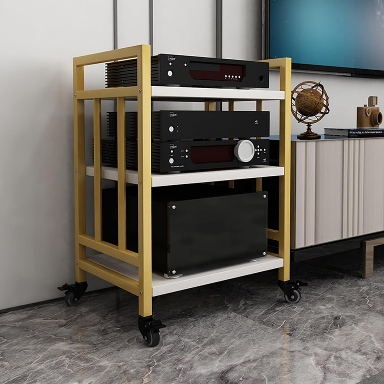 WUHUQN Media Stand 3/4-Tier AV Media Stand