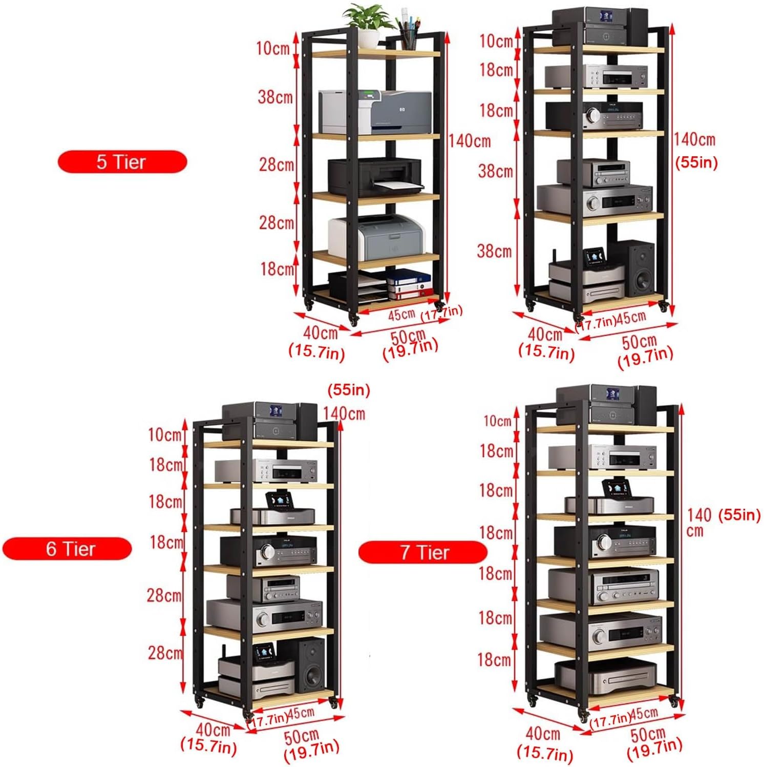 ajcZoilanuim 5 6 7Tier Heavy Duty Audio Component Rack