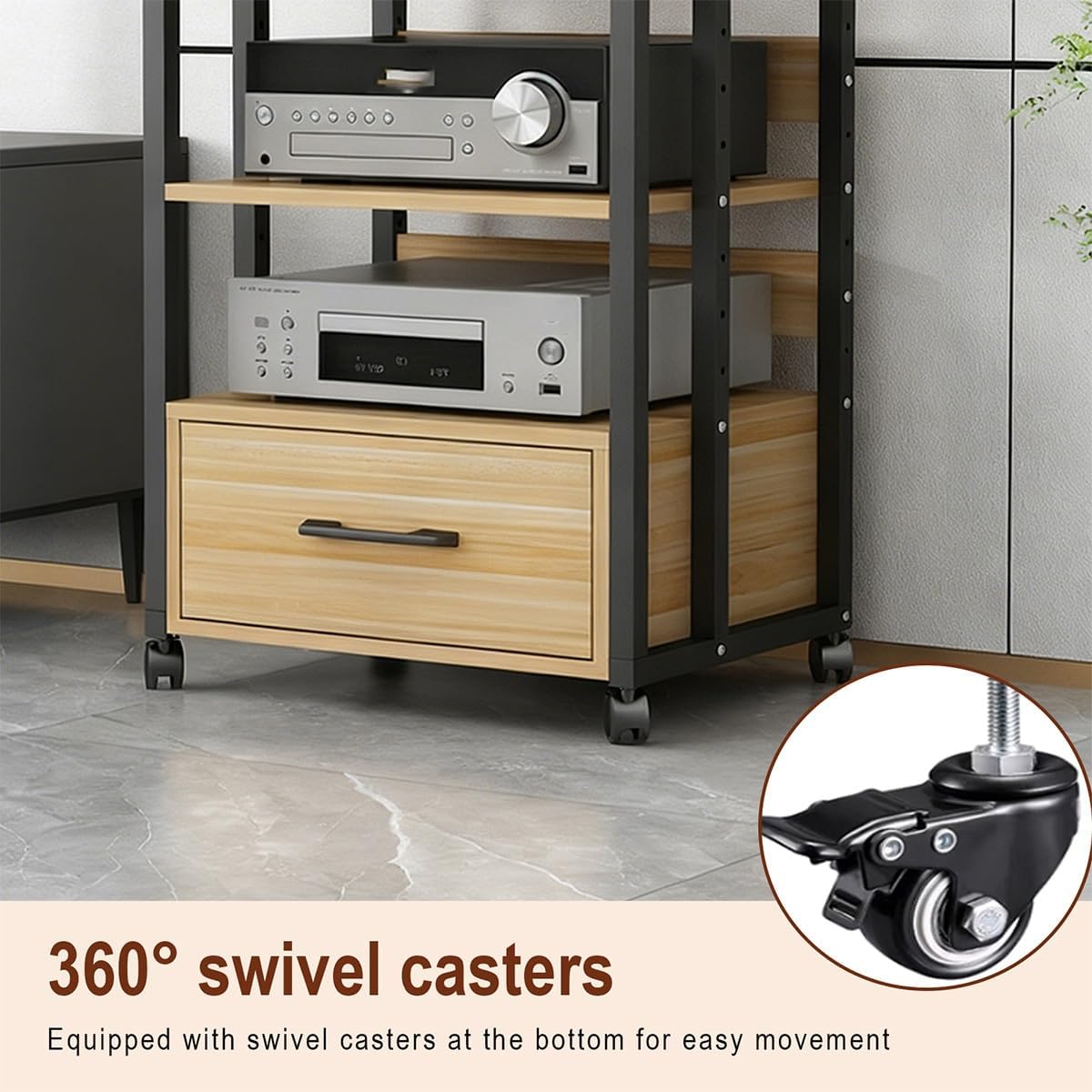 JDPYURV Heavy Duty Media Stand with Drawer & Wheels