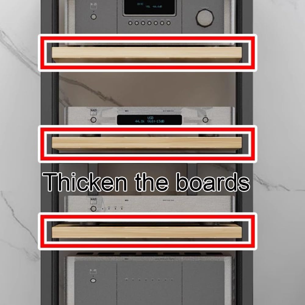 BIUBPW 5 Tier Professional Audio Rack AV Media Stand Height Adjustable CD Player Stand Stereo Component Audio Amplifier Media Storage Cabinet(Natural)