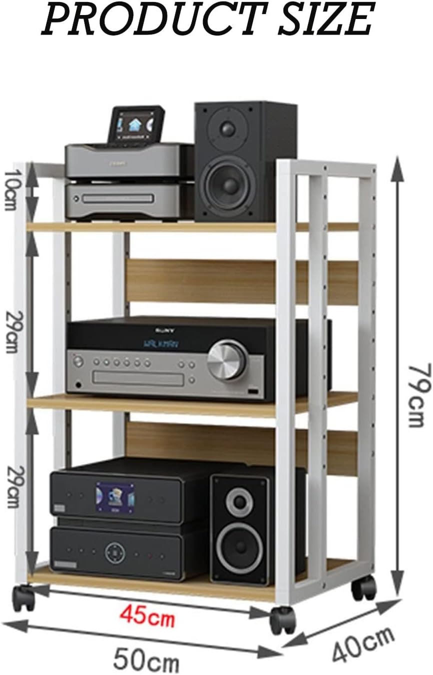 3-tier Removable AV Media Stand Wooden Corner Frame Component Cabinet Stereo Rack Sound Tower