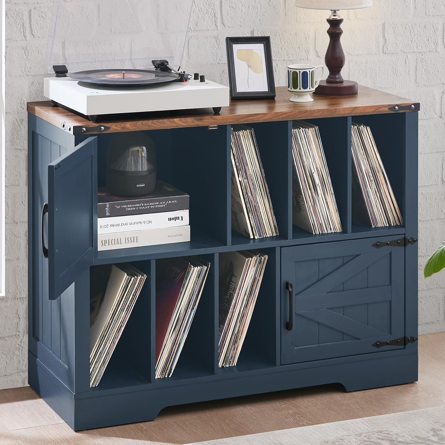 Joaxswe Large Record Player Stand with Vinyl Storage Up to 450 Albums