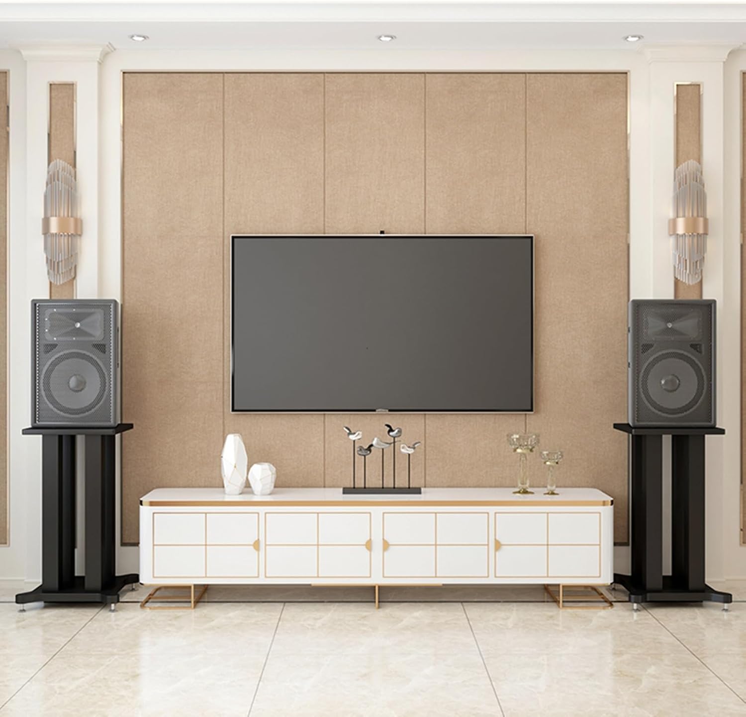 UrbanUp Audio Cabinet Rack 4 Post Stereo Cabinet Audio Rack Tower