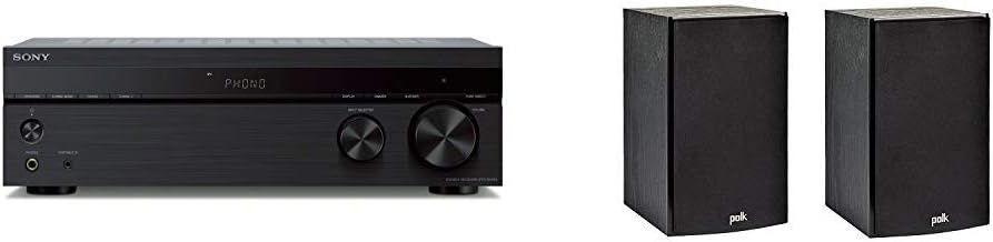 Sony STRDH190 2-ch Stereo Receiver with Phono Inputs & Bluetooth & Polk Audio T15 100 Watt Home Theater Bookshelf Speakers (Pair) - Premium Sound at a Great Value | Dolby and DTS Surround