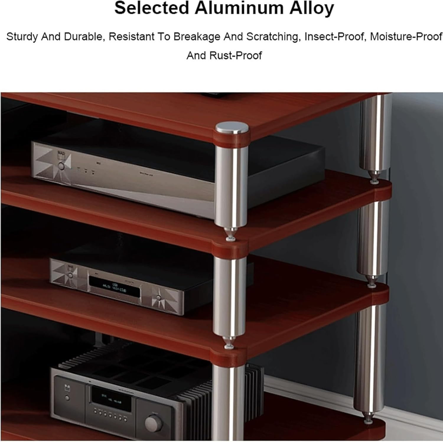 PZEOB Stereo Stands Modern Audio Rack Tower AV Media Stand Wooden Tiered Shelves 2 Tier