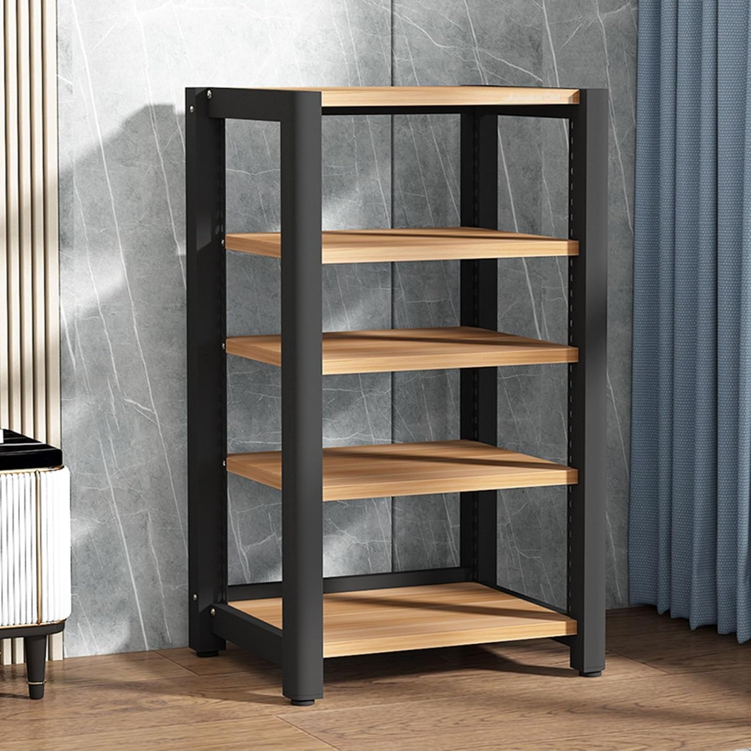 Open Multi-Tier Audio Rack Amplifier Stand HiFi AV Cabinet Mobile Kickstand CD Rack Media Storage Shelf Protects and Organizes Your Valuable Music