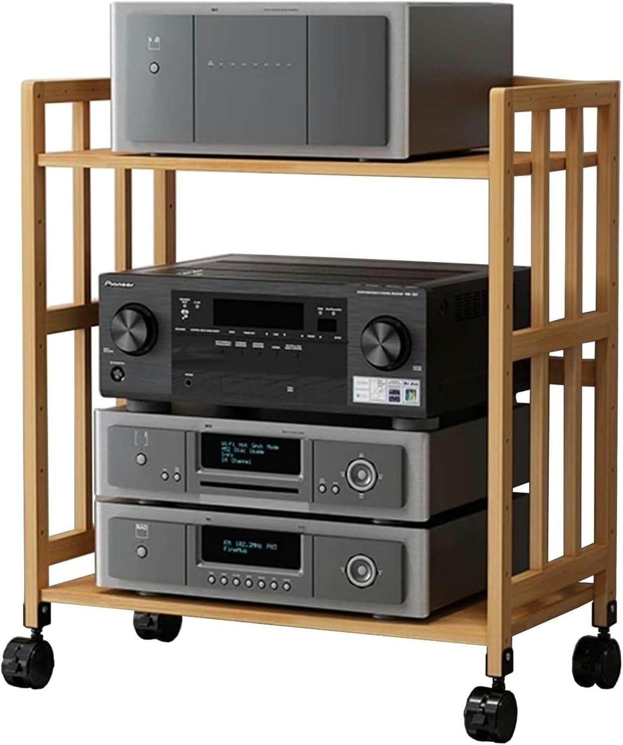 LGEOELIAS 2-Tier Media Stand with Wheels