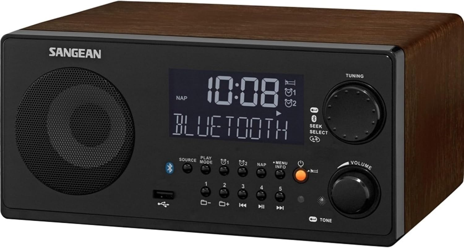 Sangean WR22BK FM-RBDS/AM/USB Bluetooth Digital Tabletop Radio with Remote