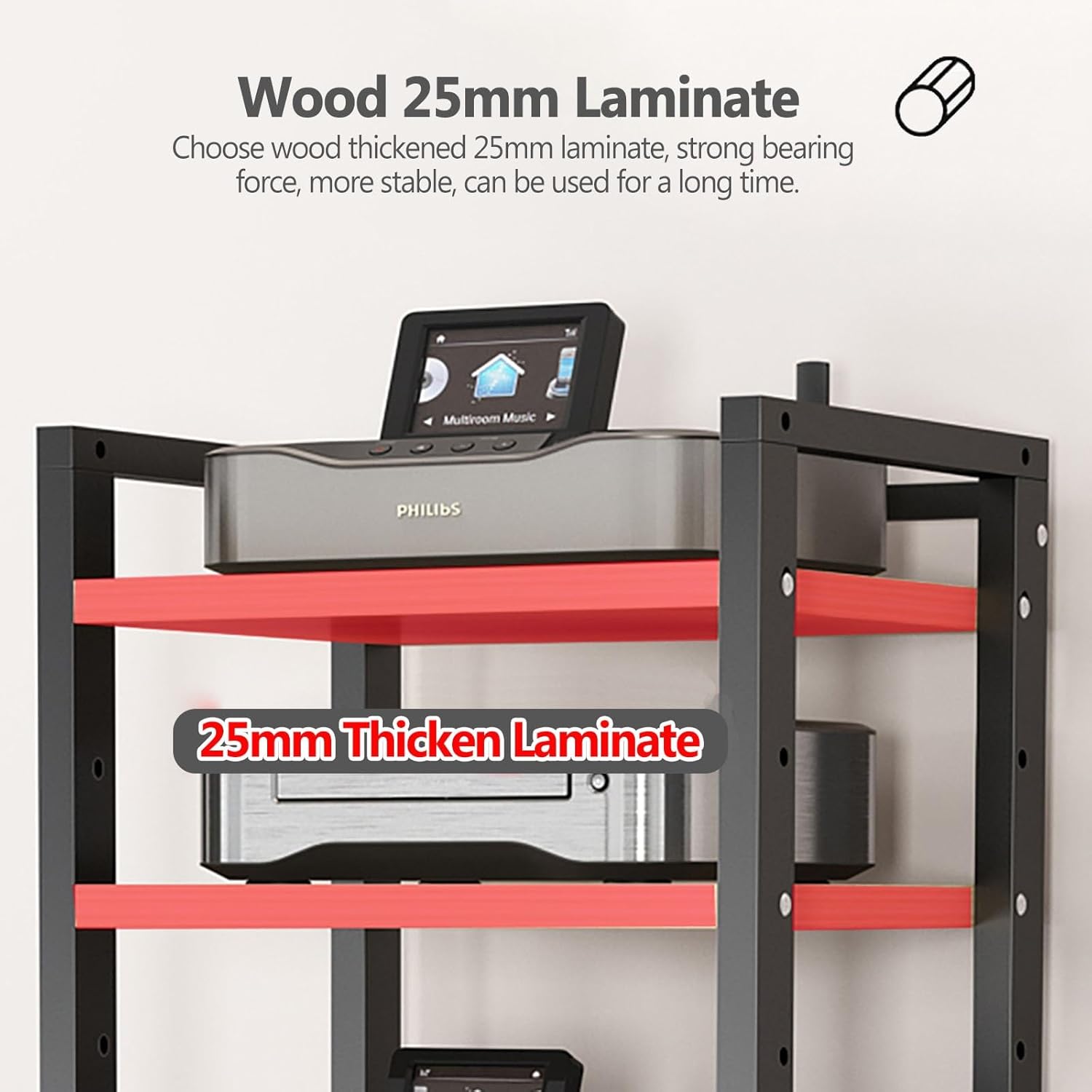 Audio Rack Av Tower Media Stand 5-tier Electronics Equipment Shelf