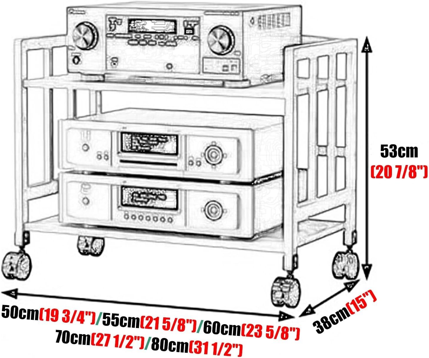 ZOCWJK Stand Movable Audio Equipment Cabinet w/Adjustable Shelf