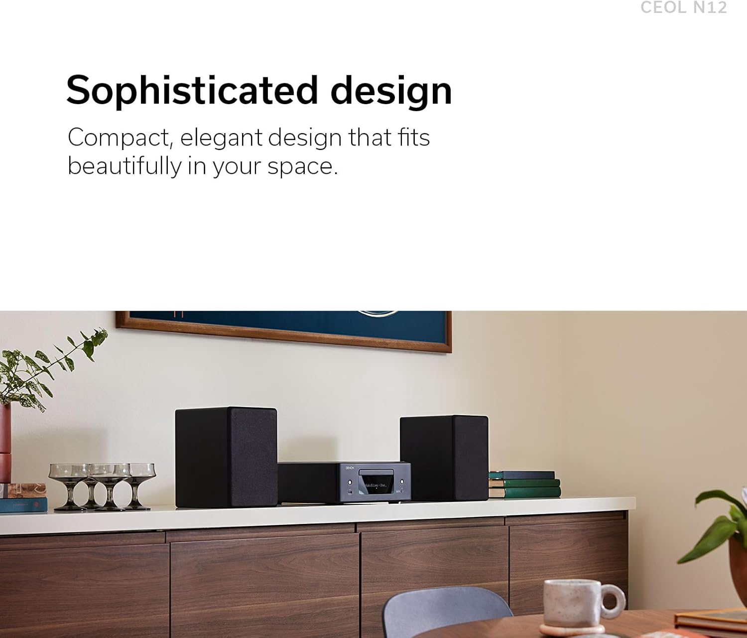 Denon RCD-N12 Bluetooth CD Player with Integrated AM/FM Radio Tuner & Wi-Fi