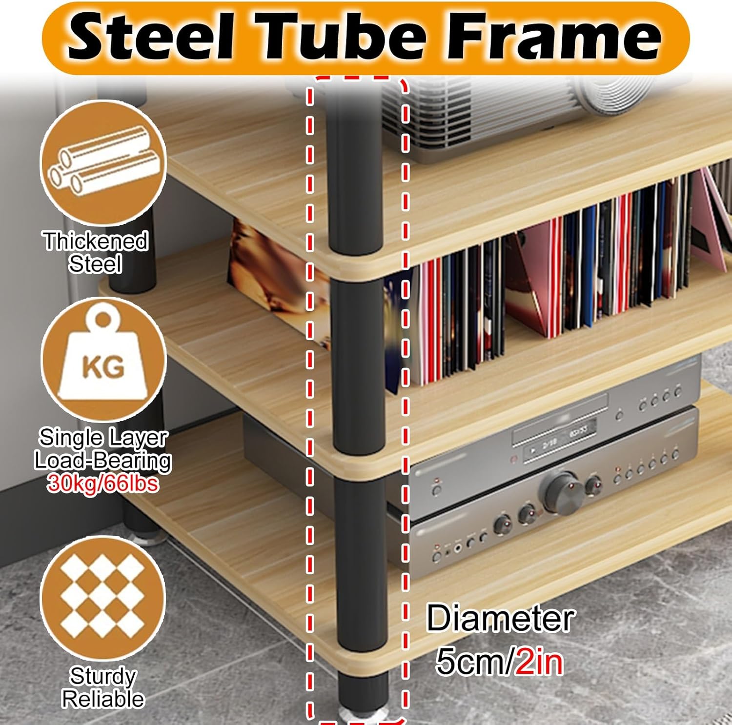 RENLXFI HiFi Racks and Stands Audio Rack Cabinet Av Shelf