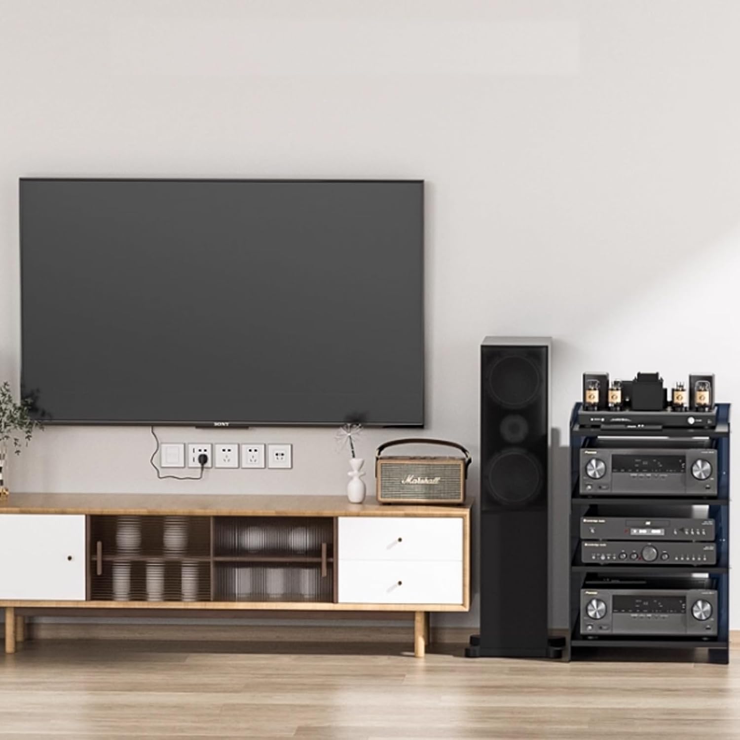 YITAYMLI 3/4 Tier AV Stereo Cabinet Acrylic Frame